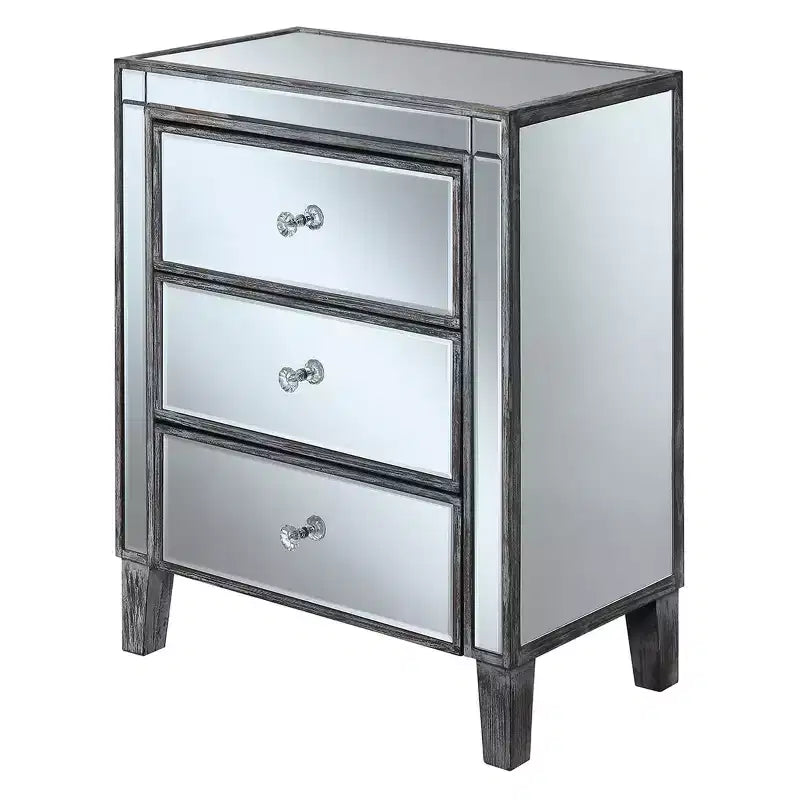 Gold Coast 3 Drawer Large Mirrored End Table - Breighton Home