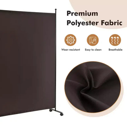 Costway Séparateur de pièce à panneau unique de 1,8 m avec roulettes, cloison en tissu roulant, écran d'intimité