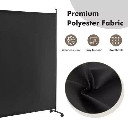 Costway Séparateur de pièce à panneau unique de 1,8 m avec roulettes, cloison en tissu roulant, écran d'intimité