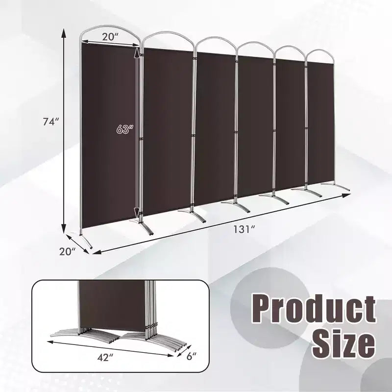 Paravent pliable Costway à 6 panneaux, paravent en tissu de 1,80 m de haut pour la maison