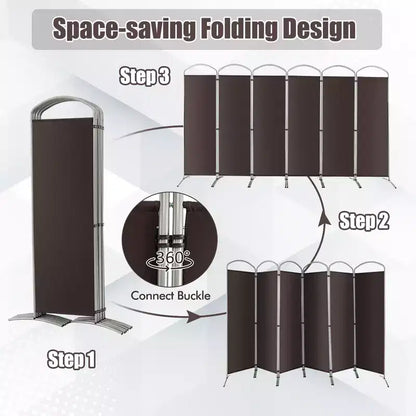 Paravent pliable Costway à 6 panneaux, paravent en tissu de 1,80 m de haut pour la maison