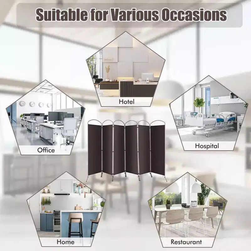 Paravent pliable Costway à 6 panneaux, paravent en tissu de 1,80 m de haut pour la maison