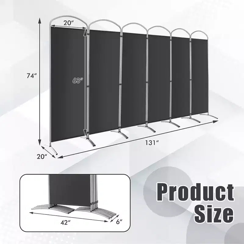 Paravent pliable Costway à 6 panneaux, paravent en tissu de 1,80 m de haut pour la maison