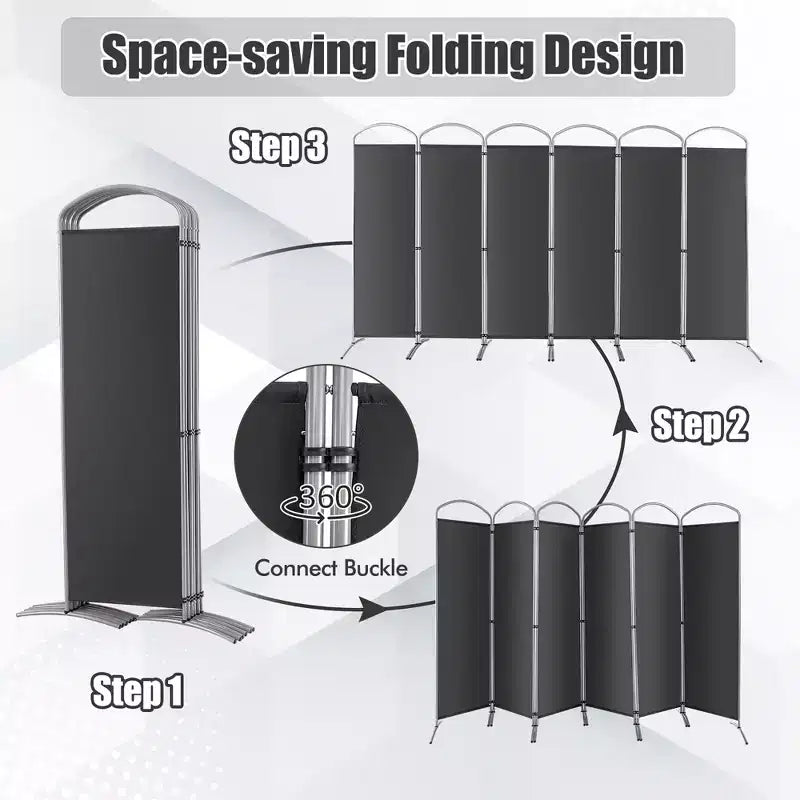 Paravent pliable Costway à 6 panneaux, paravent en tissu de 1,80 m de haut pour la maison