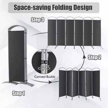Paravent pliable Costway à 6 panneaux, paravent en tissu de 1,80 m de haut pour la maison