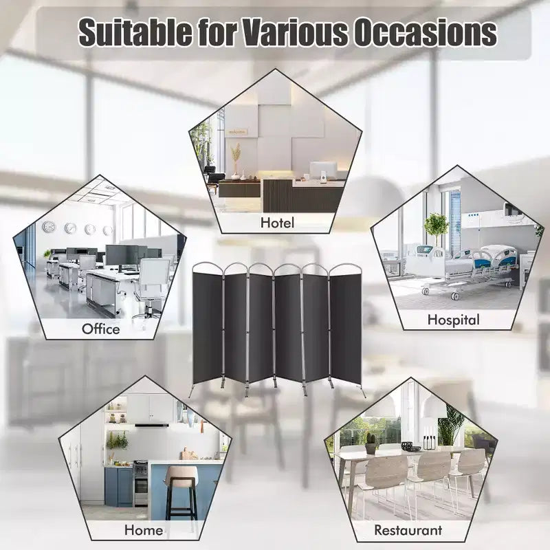 Paravent pliable Costway à 6 panneaux, paravent en tissu de 1,80 m de haut pour la maison