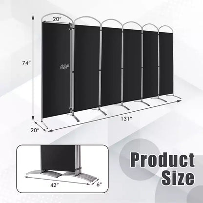 Paravent pliable Costway à 6 panneaux, paravent en tissu de 1,80 m de haut pour la maison
