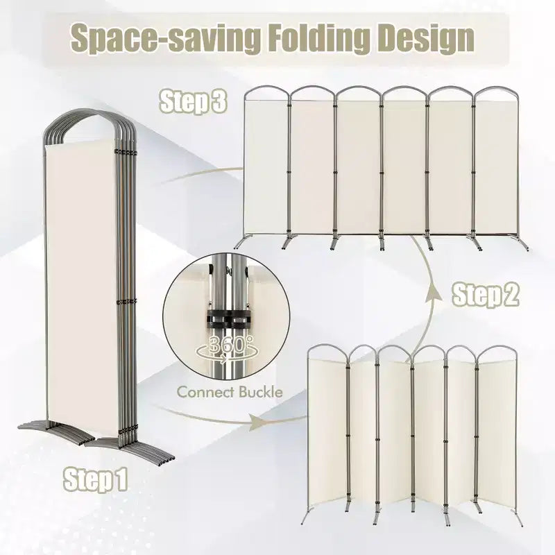 Paravent pliable Costway à 6 panneaux, paravent en tissu de 1,80 m de haut pour la maison