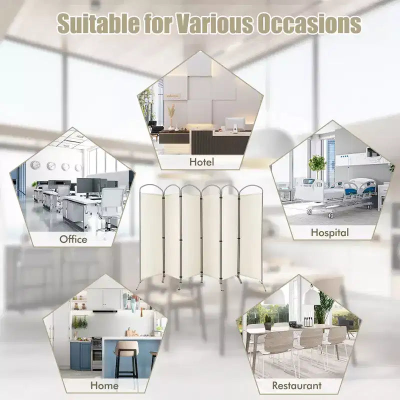 Paravent pliable Costway à 6 panneaux, paravent en tissu de 1,80 m de haut pour la maison