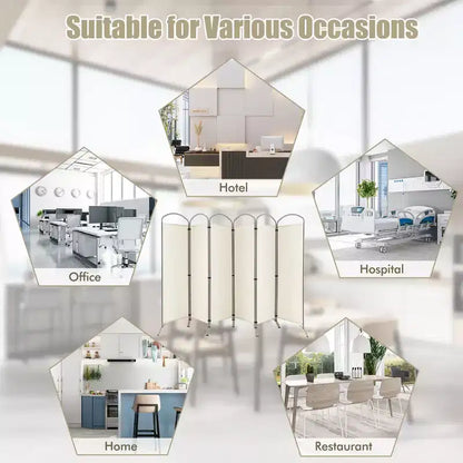 Paravent pliable Costway à 6 panneaux, paravent en tissu de 1,80 m de haut pour la maison