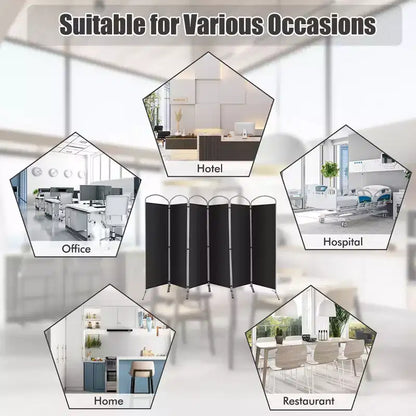 Paravent pliable Costway à 6 panneaux, paravent en tissu de 1,80 m de haut pour la maison
