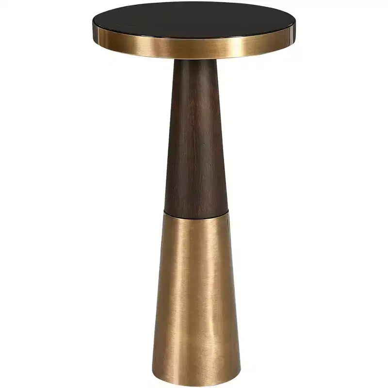 Uttermost Fortier 22 High Brass and Espresso Modern Drink Table