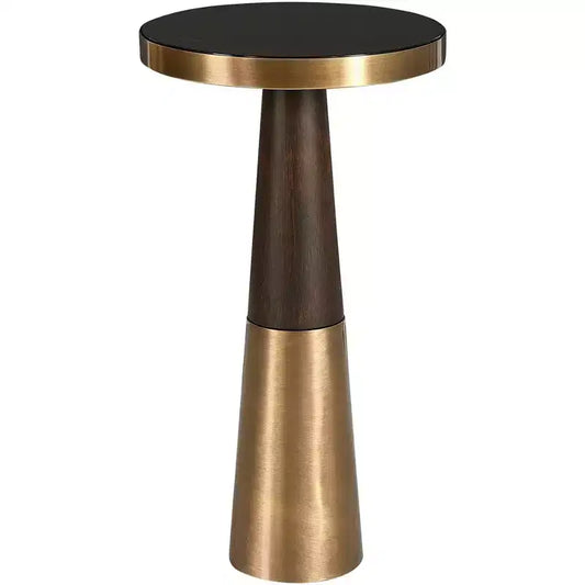 Uttermost Fortier 22 High Brass and Espresso Modern Drink Table