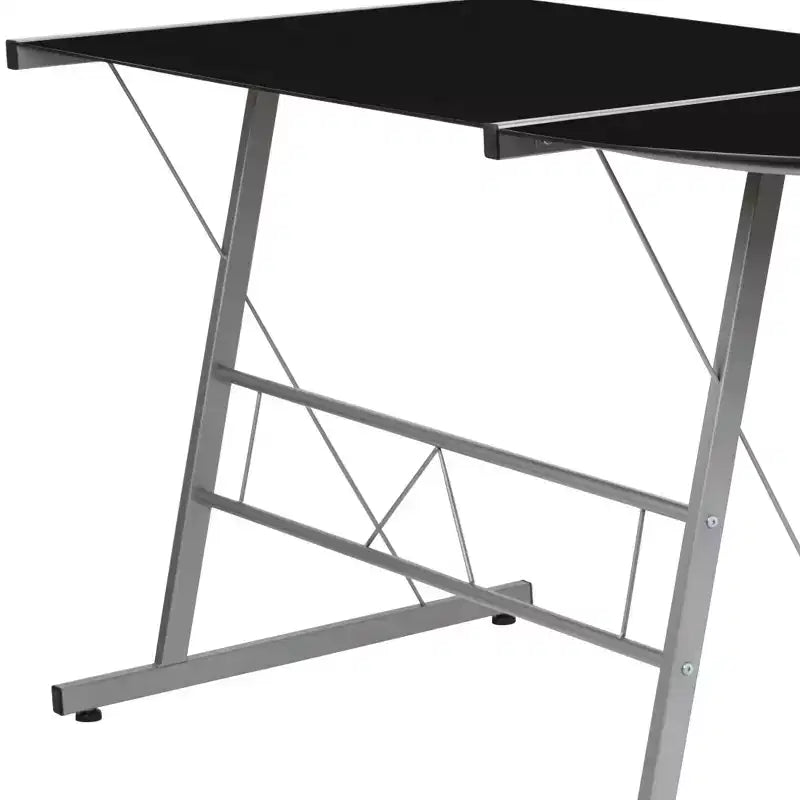 Bureau d'angle en verre en L pour ordinateur Emma et Oliver, bureau de gamer, bureau d'angle pour bureau à domicile