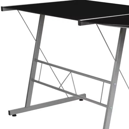 Bureau d'angle en verre en L pour ordinateur Emma et Oliver, bureau de gamer, bureau d'angle pour bureau à domicile
