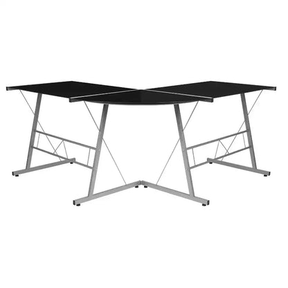 Bureau d'angle en verre en L pour ordinateur Emma et Oliver, bureau de gamer, bureau d'angle pour bureau à domicile