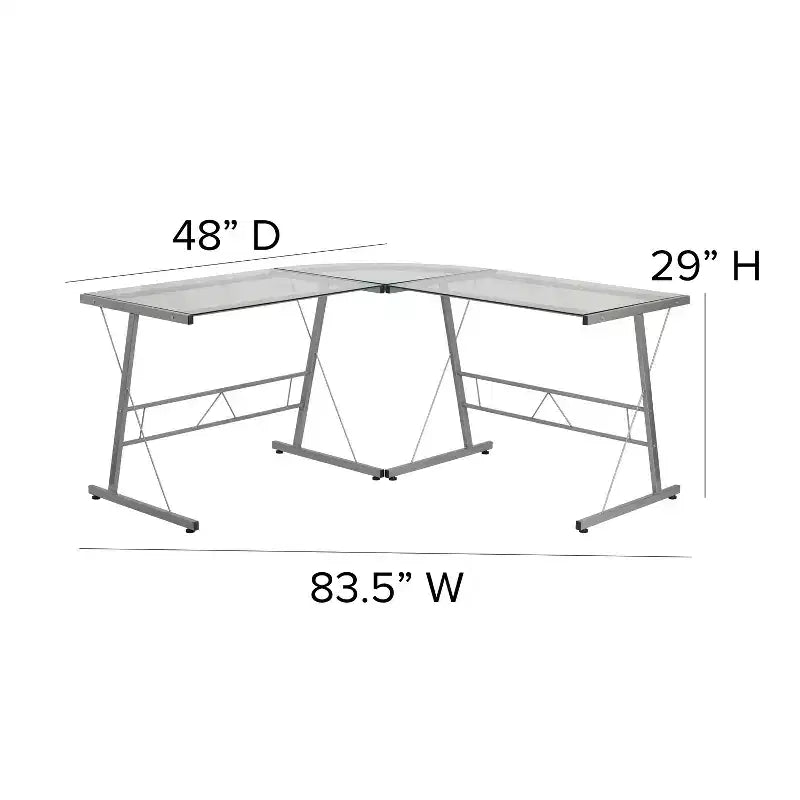 Bureau d'angle en verre en L pour ordinateur Emma et Oliver, bureau de gamer, bureau d'angle pour bureau à domicile
