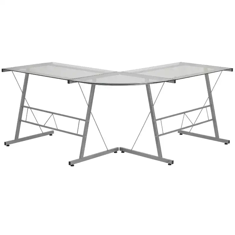 Bureau d'angle en verre en L pour ordinateur Emma et Oliver, bureau de gamer, bureau d'angle pour bureau à domicile