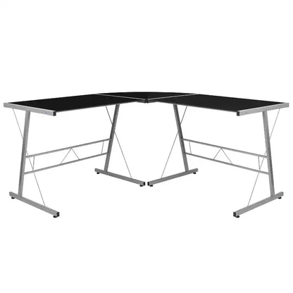 Bureau d'angle en verre en L pour ordinateur Emma et Oliver, bureau de gamer, bureau d'angle pour bureau à domicile