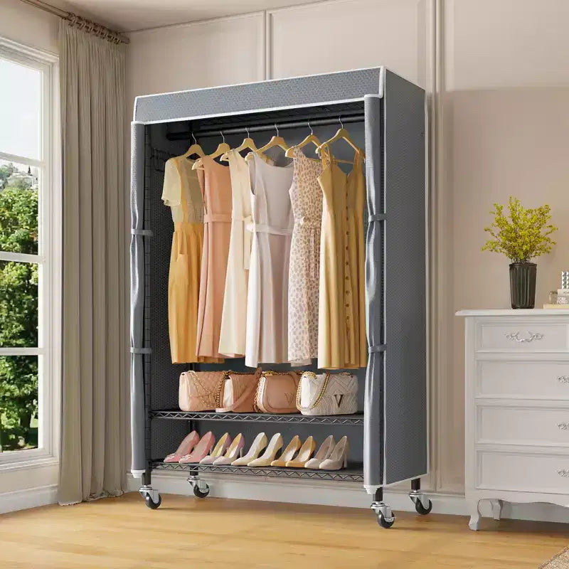 VIPEK R3C Portant à vêtements roulant avec housse, portable, autoportant, noir avec housse