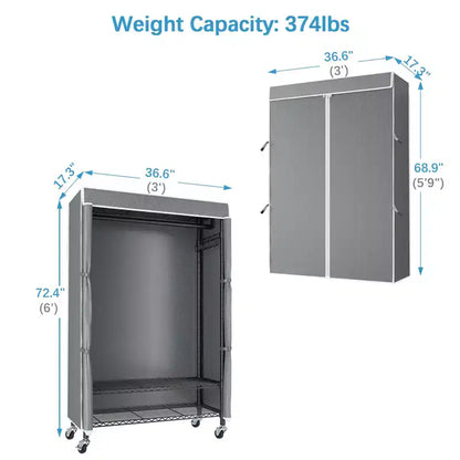 VIPEK R3C Portant à vêtements roulant avec housse, portable, autoportant, noir avec housse