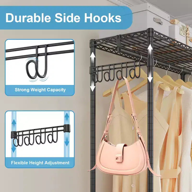VIPEK R3C Portant à vêtements roulant avec housse, portable, autoportant, noir avec housse
