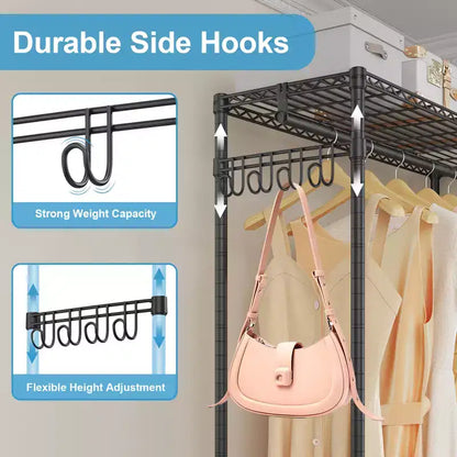 VIPEK R3C Portant à vêtements roulant avec housse, portable, autoportant, noir avec housse