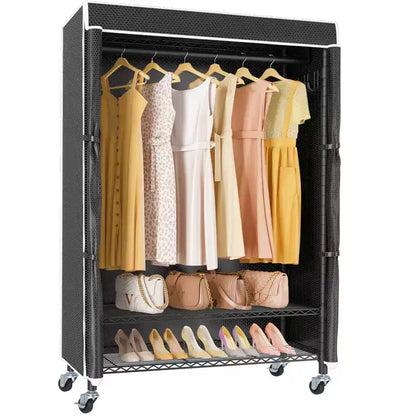 VIPEK R3C Portant à vêtements roulant avec housse, portable, autoportant, noir avec housse