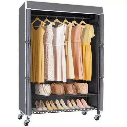 VIPEK R3C Portant à vêtements roulant avec housse, portable, autoportant, noir avec housse