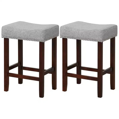 Lot de 2 tabourets de bar à hauteur de comptoir Costway, chaises de cuisine avec pieds en bois