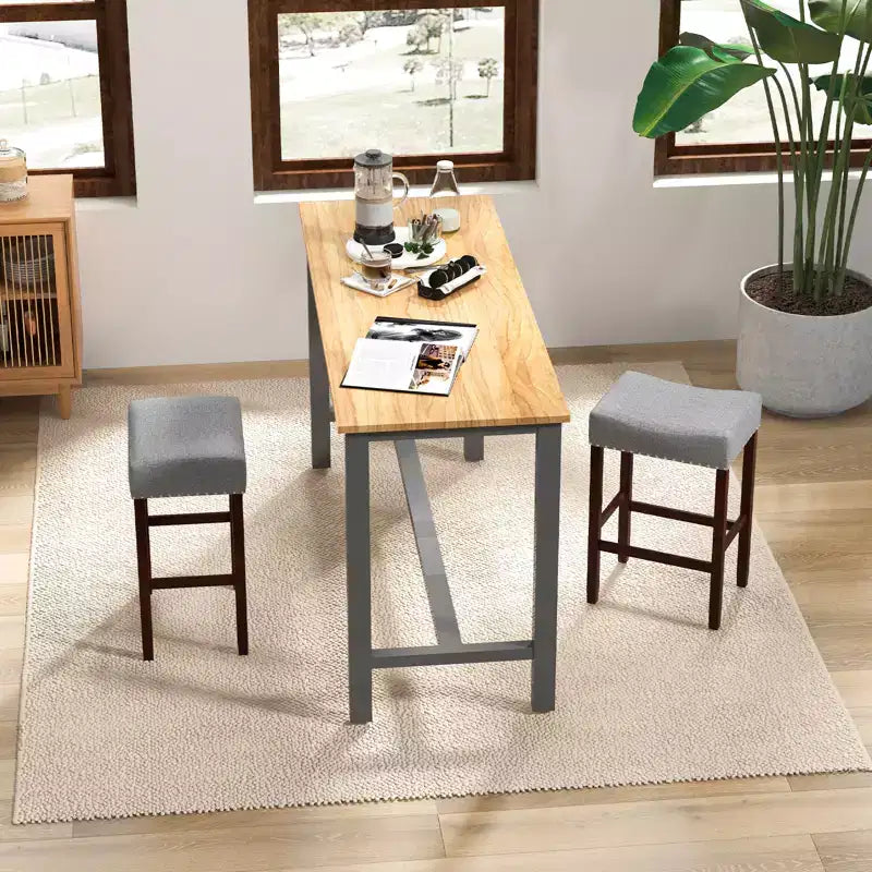 Lot de 2 tabourets de bar à hauteur de comptoir Costway, chaises de cuisine avec pieds en bois