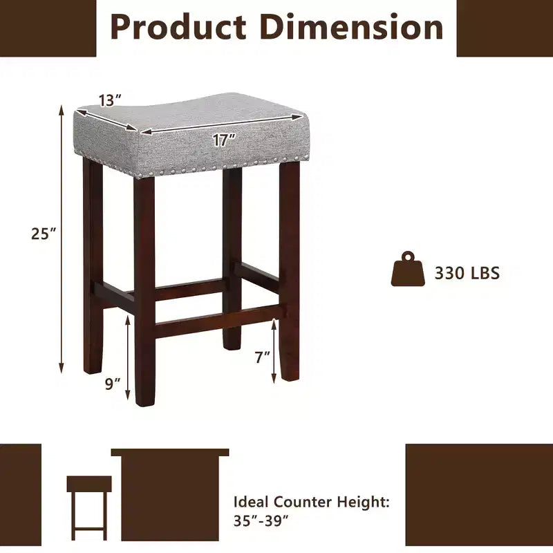 Lot de 2 tabourets de bar à hauteur de comptoir Costway, chaises de cuisine avec pieds en bois