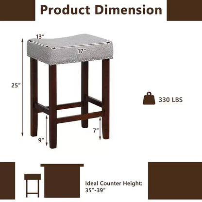 Lot de 2 tabourets de bar à hauteur de comptoir Costway, chaises de cuisine avec pieds en bois