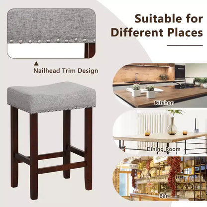 Lot de 2 tabourets de bar à hauteur de comptoir Costway, chaises de cuisine avec pieds en bois