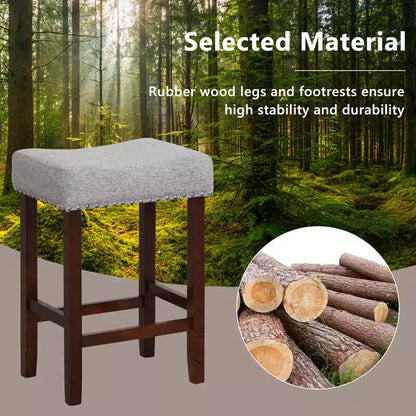 Lot de 2 tabourets de bar à hauteur de comptoir Costway, chaises de cuisine avec pieds en bois