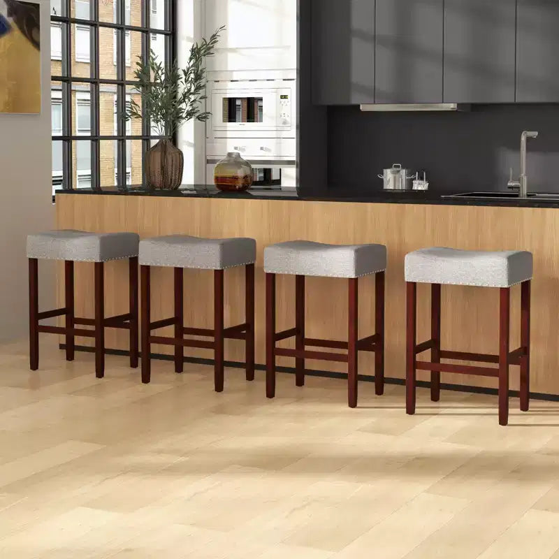 Lot de 2 tabourets de bar à hauteur de comptoir Costway, chaises de cuisine avec pieds en bois