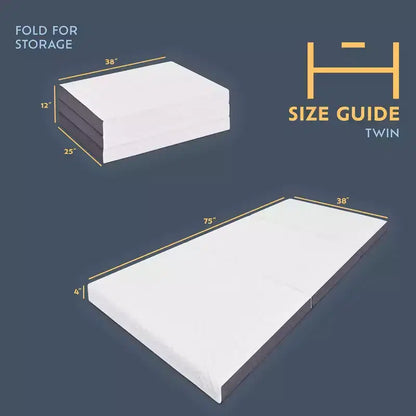 Matelas pliable Heyward 4, matelas pliant en mousse à mémoire de forme triple pli