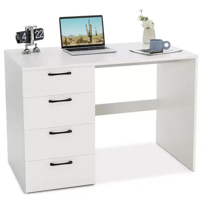Costway Computer Desk Study Writing Workstation Vanity Table Home Office w/ 4 Drawers