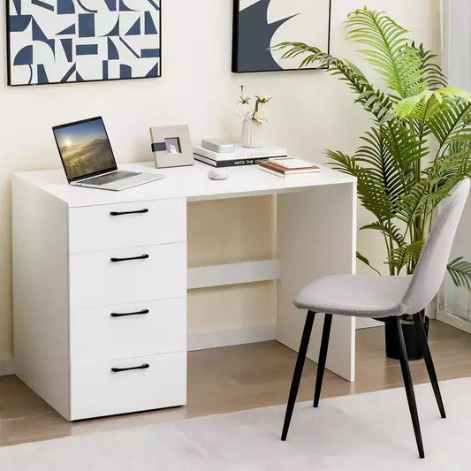Costway Bureau Informatique Table d'Étude Écriture Coiffeuse Maison Bureau avec 4 Tiroirs