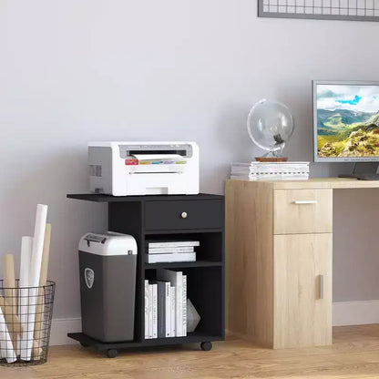 Meuble d'appoint Vinsetto pour imprimante mobile, chariot de classement roulant avec roues, étagère réglable, tiroir et support d'unité centrale