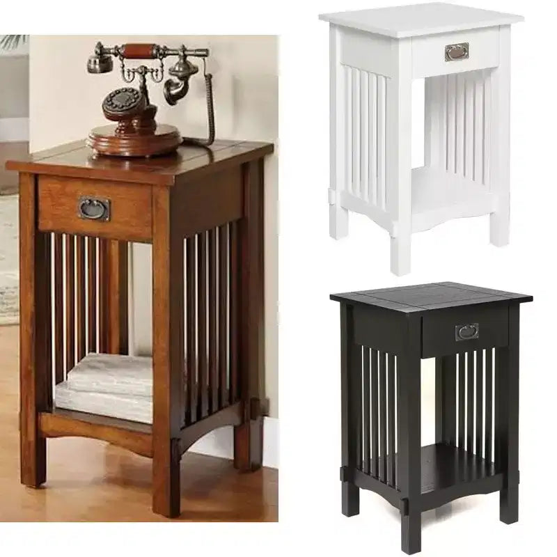 Legacy Decor Mission Style Telephone Stand End Table with Drawer