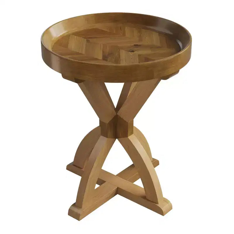 Table d'appoint - Table socle en bois de manguier pour canapé, causeuse, entrée ou lit - Meuble de salon de style fermette par Lavish Home (Naturel)