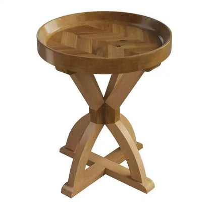 Table d'appoint - Table socle en bois de manguier pour canapé, causeuse, entrée ou lit - Meuble de salon de style fermette par Lavish Home (Naturel)