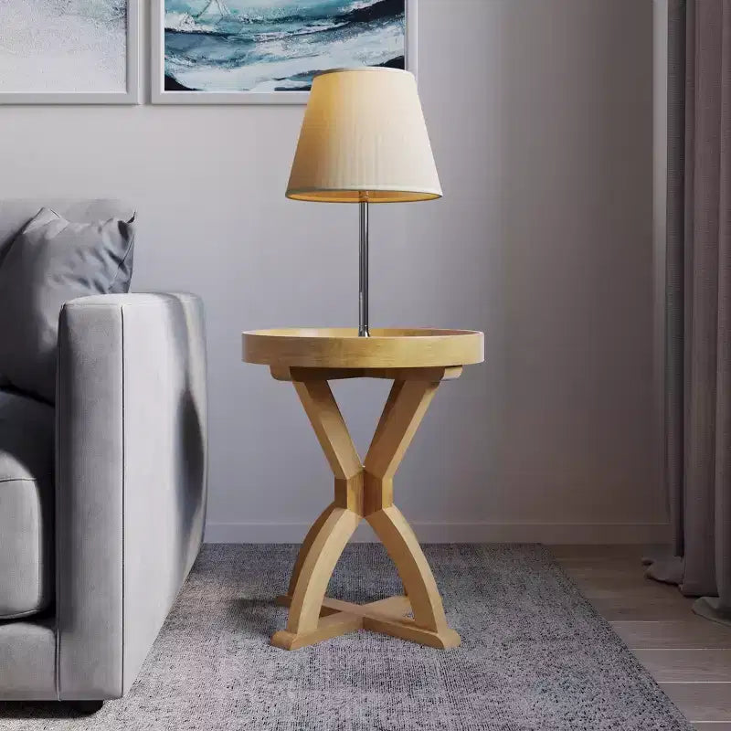 Table d'appoint - Table socle en bois de manguier pour canapé, causeuse, entrée ou lit - Meuble de salon de style fermette par Lavish Home (Naturel)