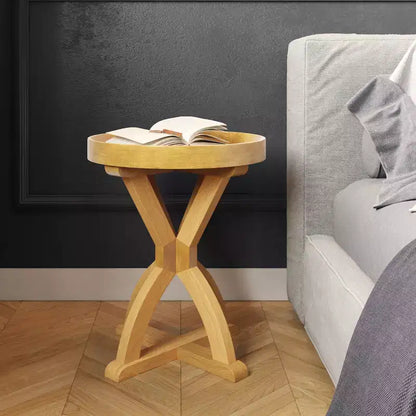 Table d'appoint - Table socle en bois de manguier pour canapé, causeuse, entrée ou lit - Meuble de salon de style fermette par Lavish Home (Naturel)