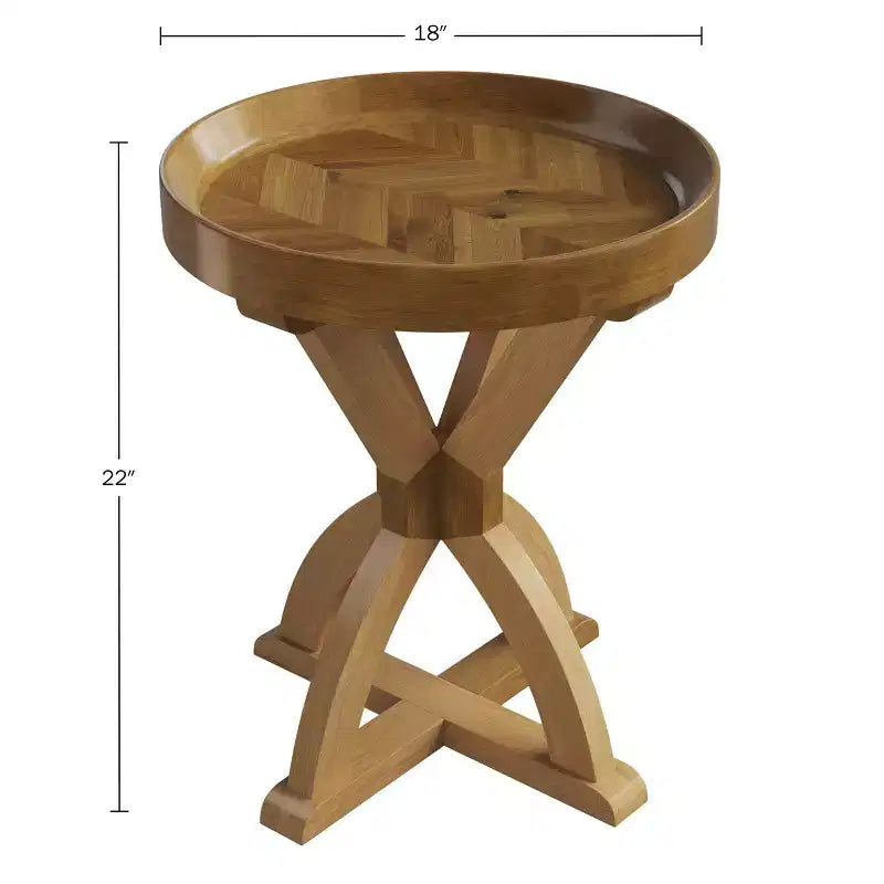Table d'appoint - Table socle en bois de manguier pour canapé, causeuse, entrée ou lit - Meuble de salon de style fermette par Lavish Home (Naturel)