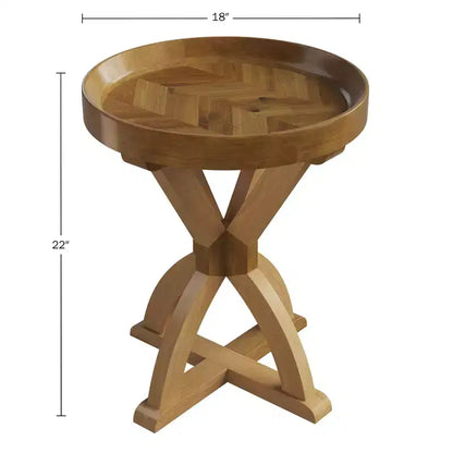 Table d'appoint - Table socle en bois de manguier pour canapé, causeuse, entrée ou lit - Meuble de salon de style fermette par Lavish Home (Naturel)