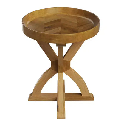 Table d'appoint - Table socle en bois de manguier pour canapé, causeuse, entrée ou lit - Meuble de salon de style fermette par Lavish Home (Naturel)