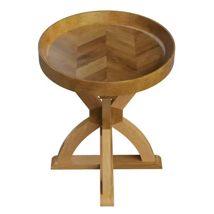 Table d'appoint - Table socle en bois de manguier pour canapé, causeuse, entrée ou lit - Meuble de salon de style fermette par Lavish Home (Naturel)