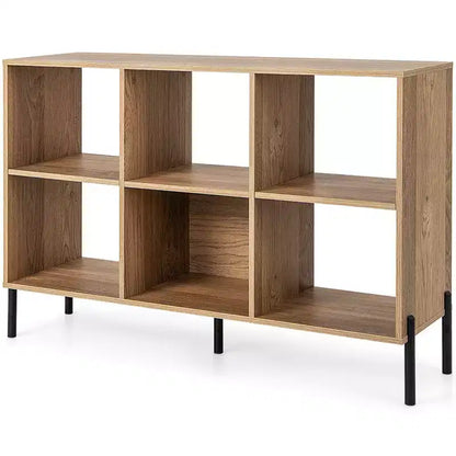 Costway Étagère de rangement à 6 casiers, bibliothèque, meuble de rangement carré, chambre, naturel